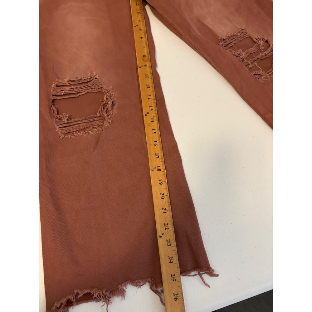 Vervet Wide Leg Distressed Jeans Rust Brown High Rise Raw Hem Skater Boho 30 qq - Picture 8 of 8